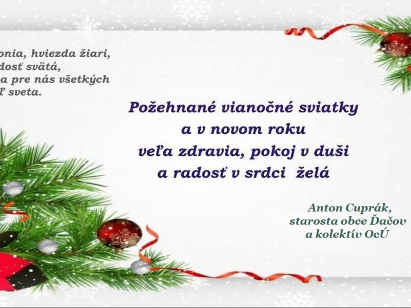 Aktuality / Vianočný pozdrav